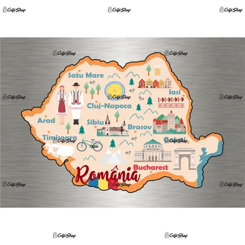 Harta, romania, orase, magnet frigider mgs003